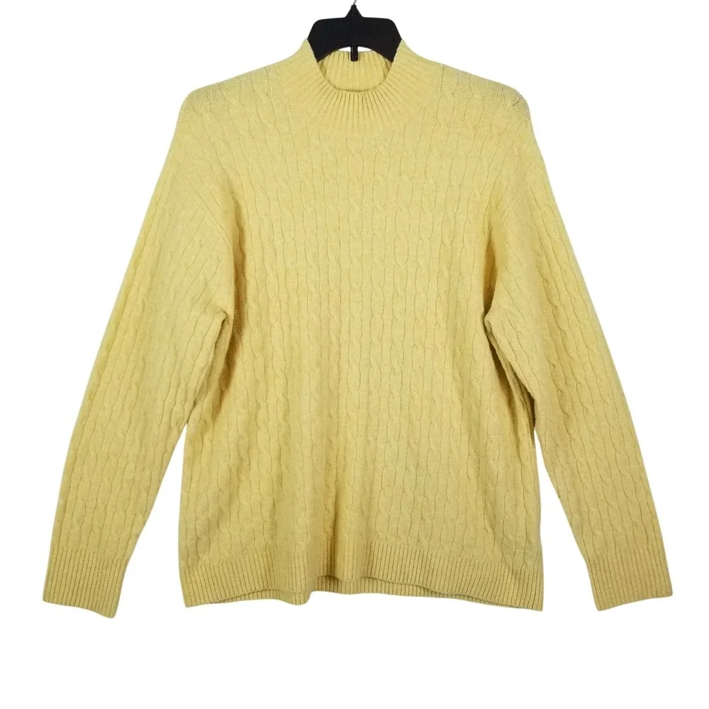 J. Crew Extra-Soft Yellow Cable Knit Mock Neck‎ Sweater Womens 2X Pullover